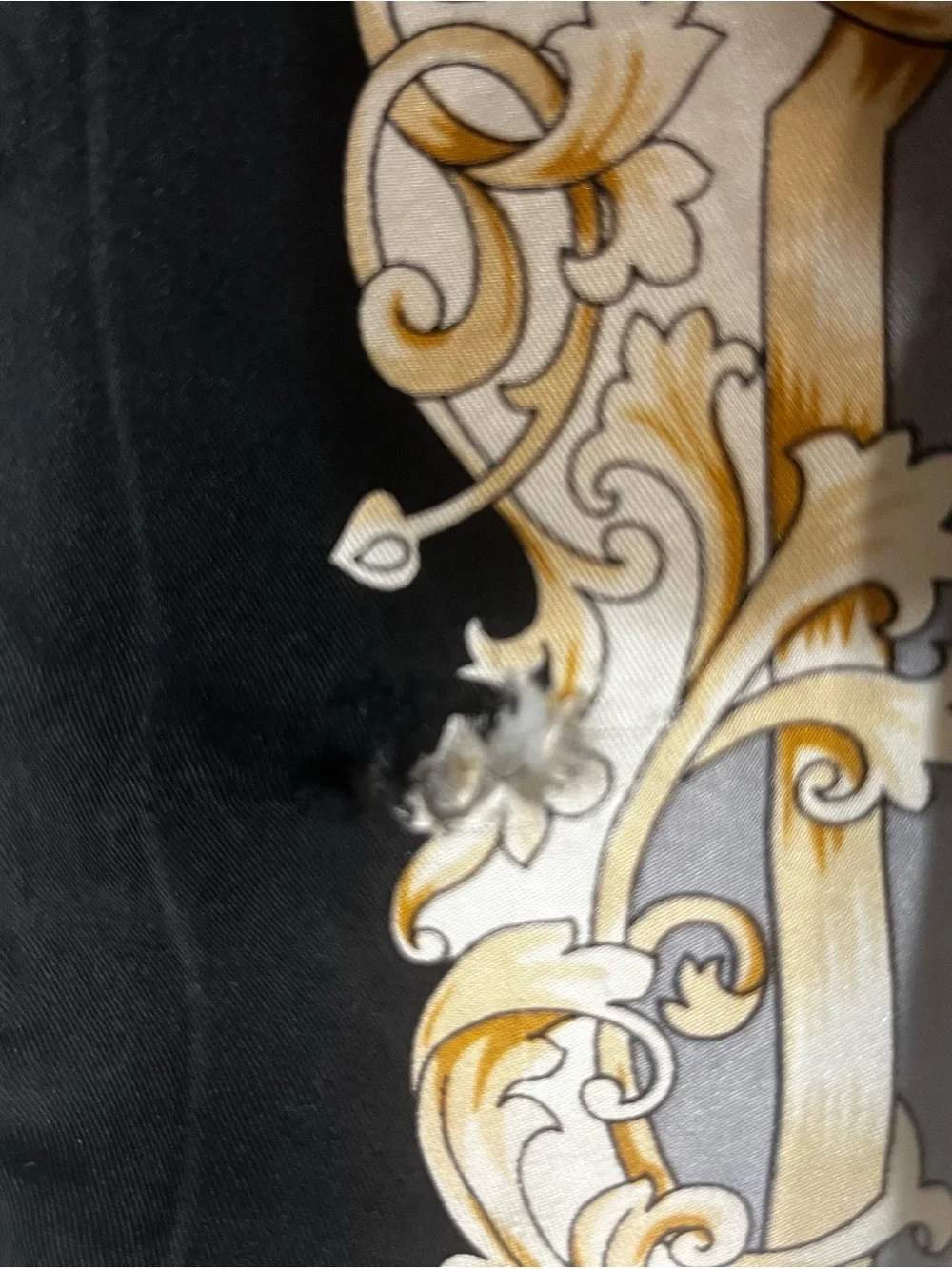 Beautiful French Jean Paul Classique Ornate Silk Scarf in Black & Cream